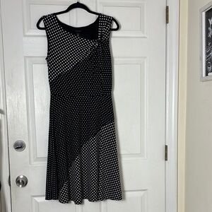 WHBM Black White Polka Dot Midi Dress size 6 sleeveless old money party cocktail